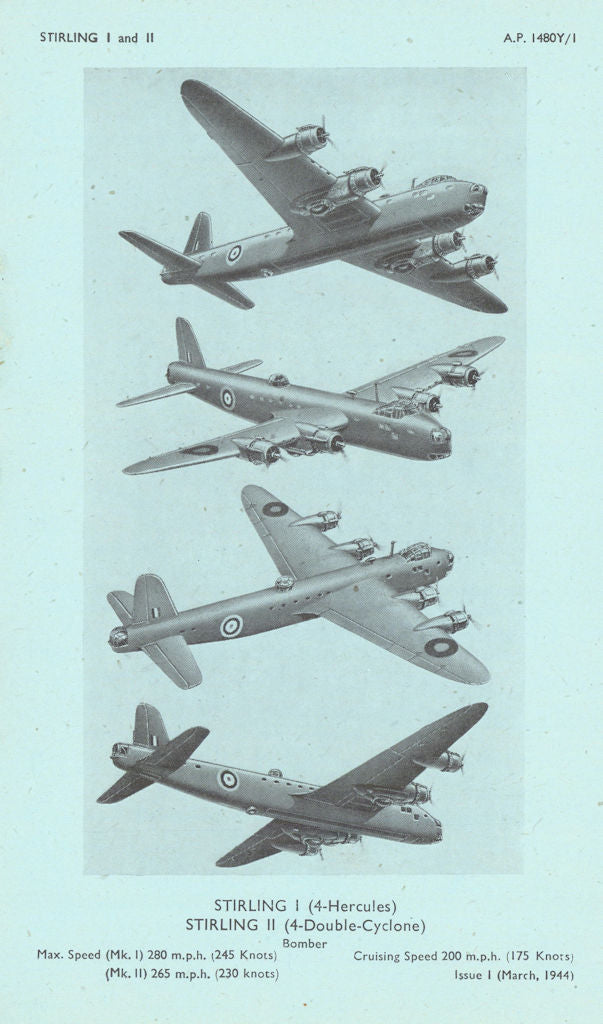 Short Stirling I & II Bomber. Air Ministry aircraft recognition photos 1944